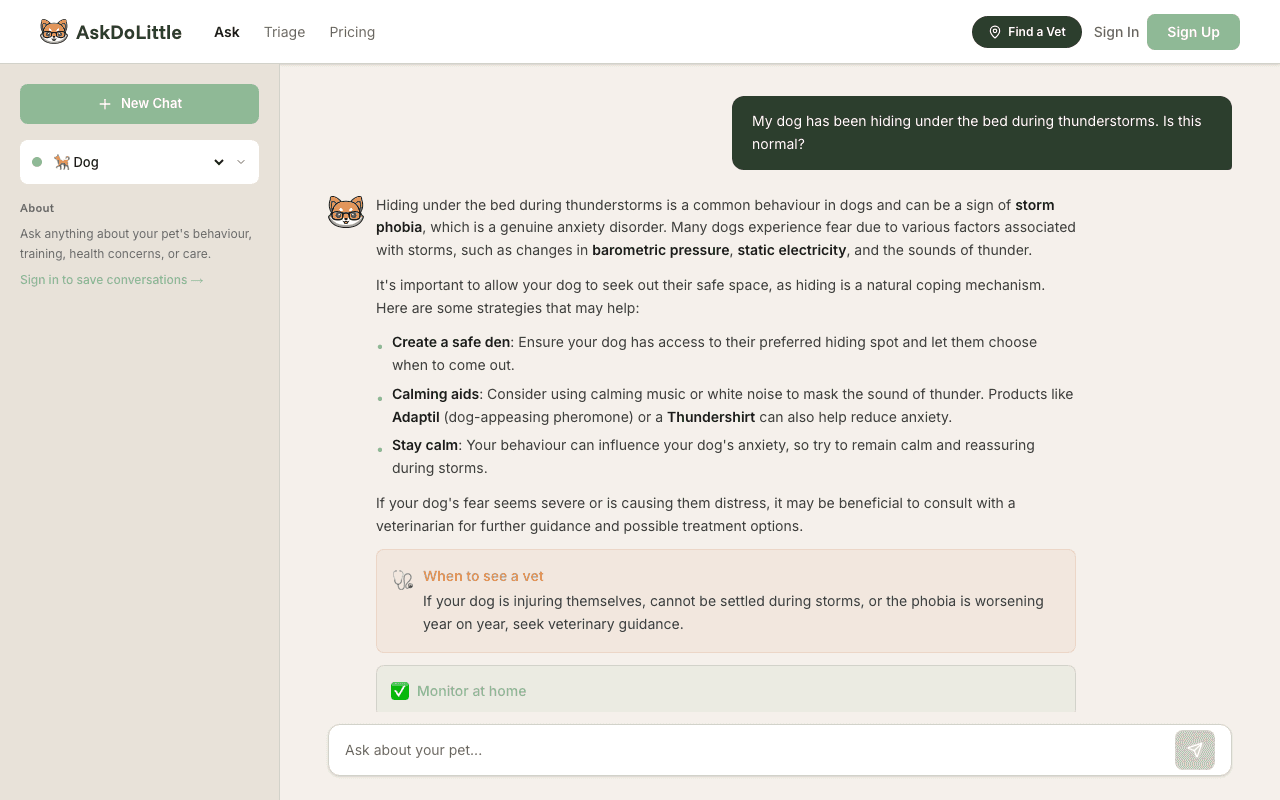 AskDoLittle chat on desktop